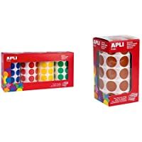 Los mejores  - APLI Kids - Pack 4 rollos de gomets redondos- 20 mm- azul -rojo- amarillo y verde 7.080uds + 11491 - Rollo de gomets…